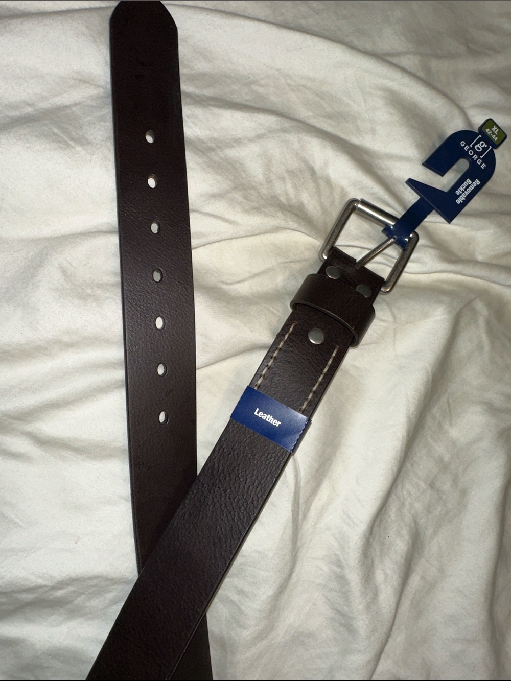 George Dark Brown Leather Belt with Silver Buckle
